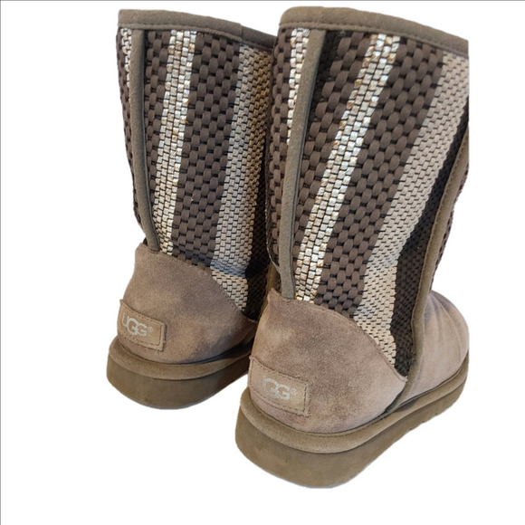 UGG Women's US 8 Woven Weave Suede Charcoal Gray Classic Short Boots 1010551 - Picture 2 of 13
